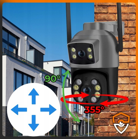 PODWÓJNA KAMERA WIFI IP SMART ZEWNĘTRZNA OBROTOWA 4K 8MP DETEKCJA ALARM EUROLOOK ZC-04 Dual