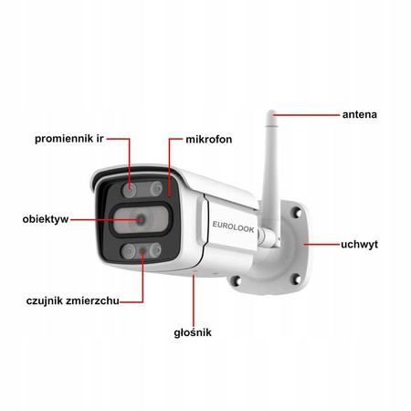 Tubowa Kamera Zewnętrzna IP Wi-Fi EUROLOOK HV-2036TZ 2Mpx
