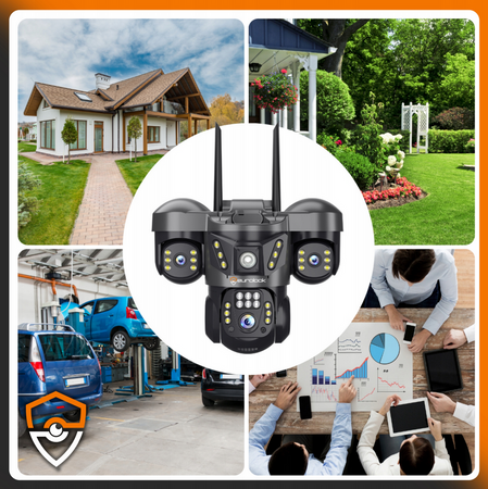 Potrójna kamera GSM bezprzewodowa 6Mpx Obrotowa EUROLOOK V-63 Pro GSM