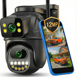 PODWÓJNA KAMERA WIFI IP SMART ZEWNĘTRZNA OBROTOWA 4K 12MP DETEKCJA ALARM EUROLOOK ZC-04 Dual