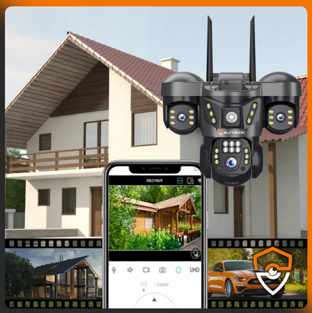 Potrójna kamera GSM bezprzewodowa 6Mpx Obrotowa EUROLOOK V-63 Pro GSM