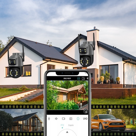 PODWÓJNA KAMERA WIFI IP SMART ZEWNĘTRZNA OBROTOWA 4K 8MPX DETEKCJA ALARM EUROLOOK ZC-05