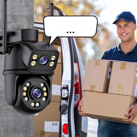PODWÓJNA KAMERA OBROTOWA WIFI IP SMART ZEWNĘTRZNA 6MPX DETEKCJA QHD ALARM EUROLOOK K-15