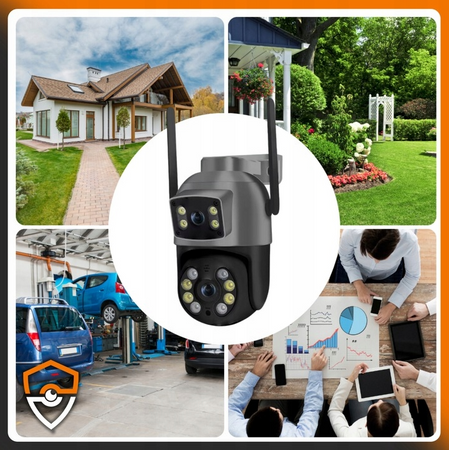 PODWÓJNA KAMERA WIFI IP SMART ZEWNĘTRZNA OBROTOWA 4K 8MP DETEKCJA ALARM EUROLOOK ZC-04 Dual