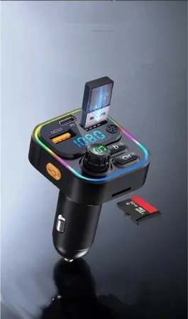 Transmiter RT-5 FM Bluetooth Ładowarka USB AUX BASS SD