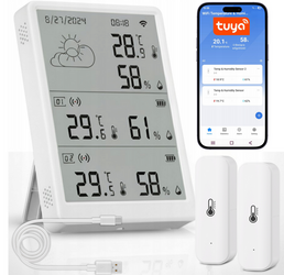 Stacja pogodowa Wi-Fi Tuya z dwoma czujnikami temperatury