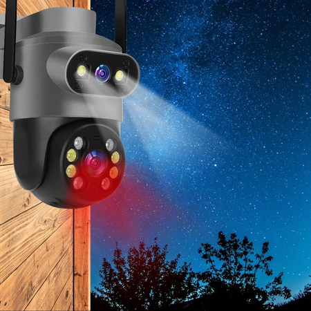 PODWÓJNA KAMERA WIFI IP SMART ZEWNĘTRZNA OBROTOWA 10MP DETEKCJA ALARM EUROLOOK ZC-06
