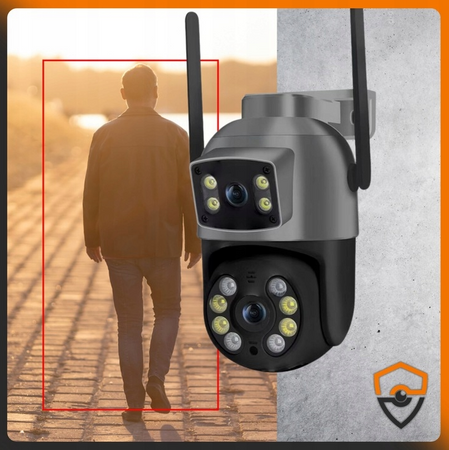 PODWÓJNA KAMERA WIFI IP SMART ZEWNĘTRZNA OBROTOWA 4K 10MP DETEKCJA ALARM EUROLOOK ZC-04 Dual