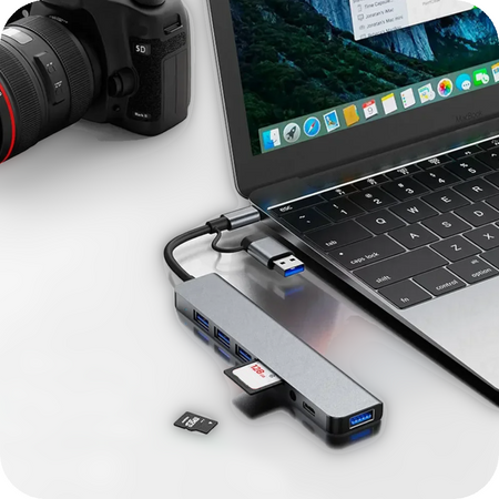 HUB ADAPTER UNIWERSALNY ROZDZIELACZ USB-C 8w1 CZYTNIK SD USB 3.0 AUDIO EUROLOOK HUB-01C