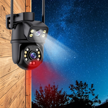 PODWÓJNA KAMERA OBROTOWA WIFI IP SMART ZEWNĘTRZNA 6MPX DETEKCJA QHD ALARM EUROLOOK K-15