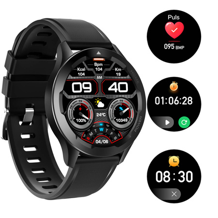 EUROLOOK Sportowy Inteligentny Zegarek Smartwatch Czerwony Wodoodporny Fitness Bluetooth iOS Android