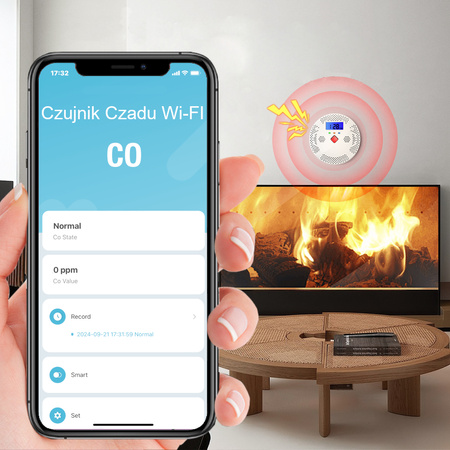 Inteligentny Czujnik Gazu Tlenku Węgla CO (Czad) Wi-Fi – współpraca z aplikacją Tuya / Smart Life EUROLOOK TU-014-CMS