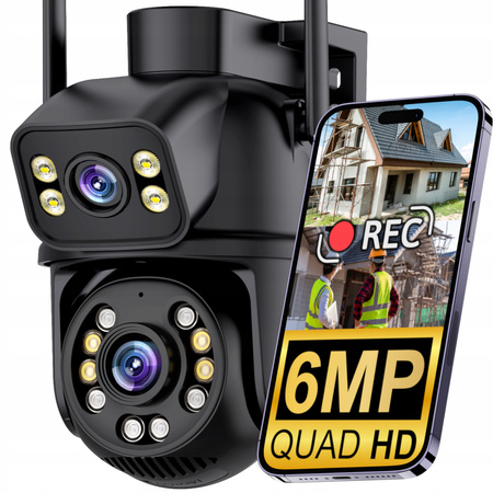 PODWÓJNA KAMERA OBROTOWA WIFI IP SMART ZEWNĘTRZNA 6MPX DETEKCJA QHD ALARM EUROLOOK K-15