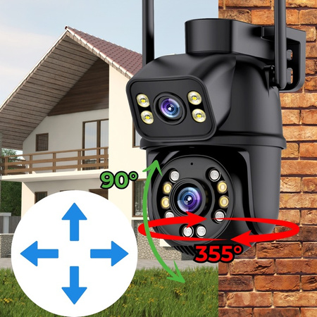PODWÓJNA KAMERA OBROTOWA WIFI IP SMART ZEWNĘTRZNA 6MPX DETEKCJA QHD ALARM EUROLOOK K-15