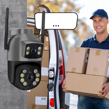 PODWÓJNA KAMERA WIFI IP SMART ZEWNĘTRZNA OBROTOWA 4K 8MPX DETEKCJA ALARM EUROLOOK ZC-05