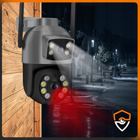 PODWÓJNA KAMERA WIFI IP SMART ZEWNĘTRZNA OBROTOWA 4K 8MP DETEKCJA ALARM EUROLOOK ZC-04 Dual