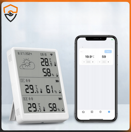 Stacja pogodowa Wi-Fi Tuya z dwoma czujnikami temperatury