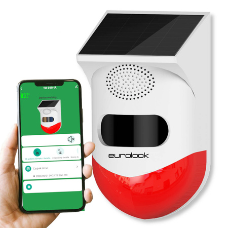 Zewnętrzny Solarny Sygnalizator PIR Tuya EUROLOOK TU-010-IA