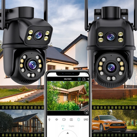 PODWÓJNA KAMERA OBROTOWA WIFI IP SMART ZEWNĘTRZNA 6MPX DETEKCJA QHD ALARM EUROLOOK K-15