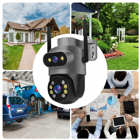 PODWÓJNA KAMERA WIFI IP SMART ZEWNĘTRZNA OBROTOWA 4K 8MPX DETEKCJA ALARM EUROLOOK ZC-06