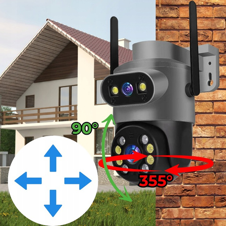 PODWÓJNA KAMERA WIFI IP SMART ZEWNĘTRZNA OBROTOWA 4K 8MPX DETEKCJA ALARM EUROLOOK ZC-06