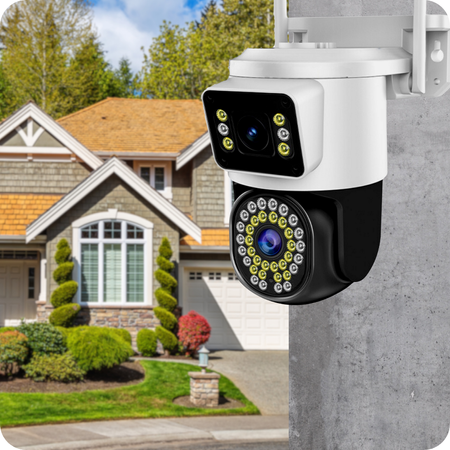 PODWÓJNA KAMERA WIFI IP SMART ZEWNĘTRZNA OBROTOWA 4K 8MPX DETEKCJA ALARM EUROLOOK ZC-02 Dual